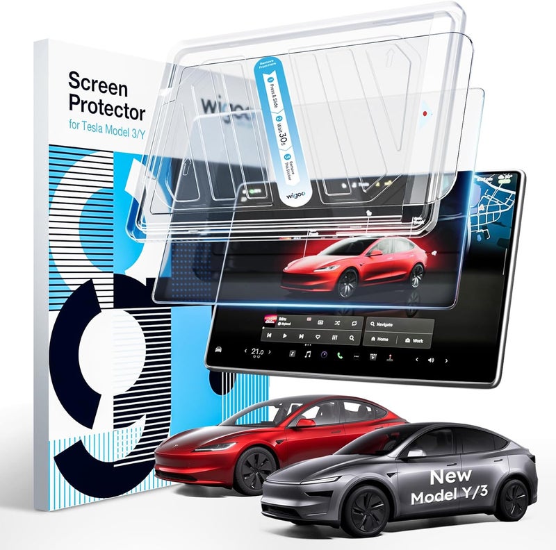 Wigoo Tesla New Model Y Juniper & Model 3 Screen Protector Matte [No Glare & Fingerprint] Model 3 Highland/New Model Y Juniper Accessories, Tempered Glass Protector with Alignment Kit - Image 1